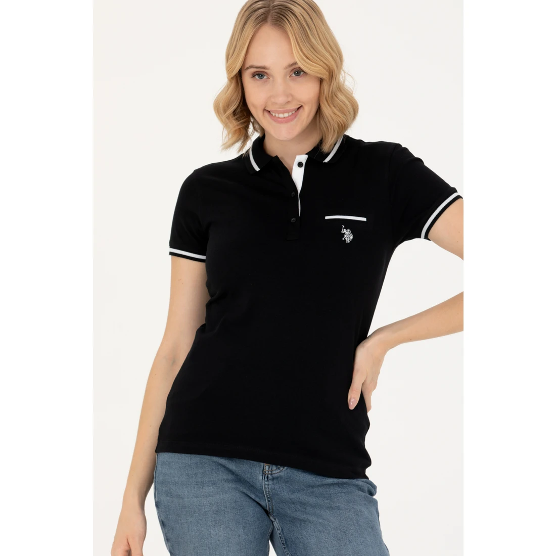 U.S. Polo Assn. Kadın Siyah Tişört 50262671-VR046