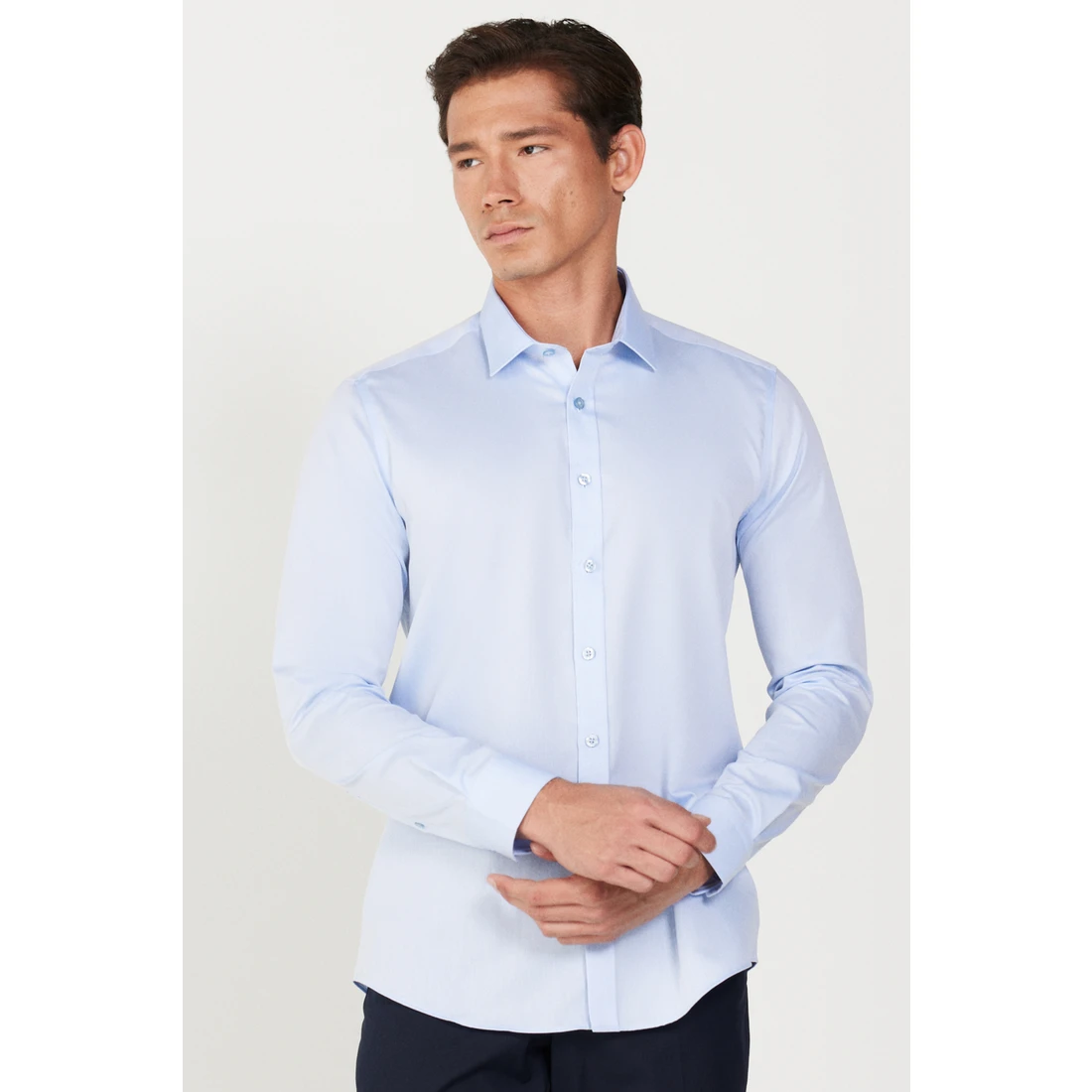 Altınyıldız Classics Ütü Gerektirmeyen Slim Fit Dar Kesim Klasik Yaka %100 Pamuk Balıksırtı Desenli Gömlek